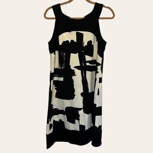 Donna Morgan Vintage Black & White Abstract Sleeveless Sheath Dress Size 10
